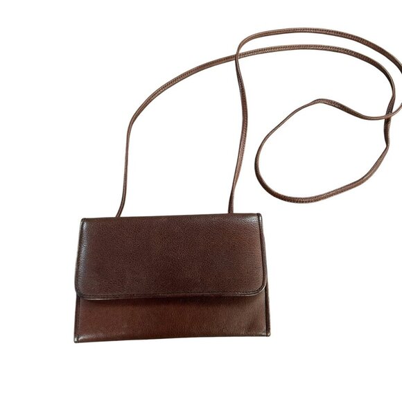 Boulder Ridge Brown Leather Folding Crossbody Bag Wallet - Picture 3 of 9